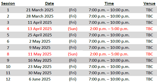 Tentative Schedule