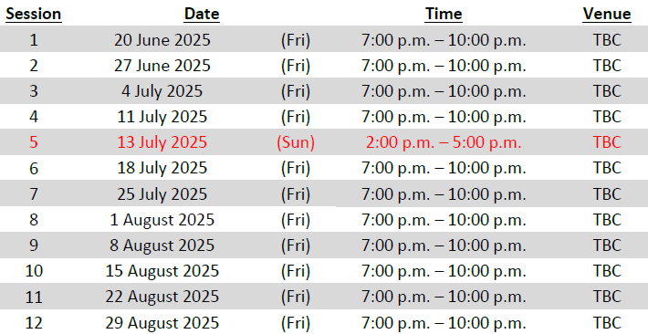 Tentative Schedule
