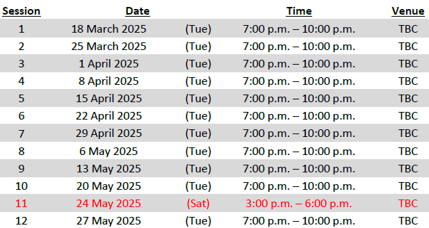 Tentative Schedule