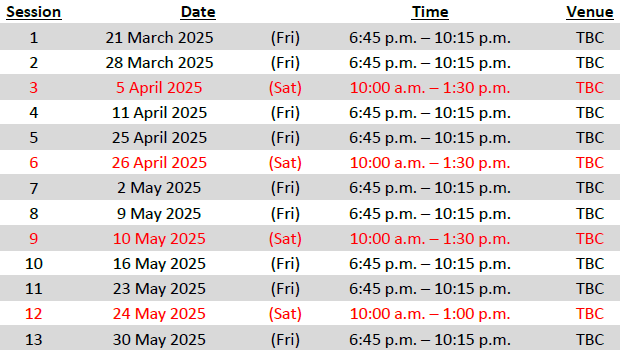 Tentative Schedule