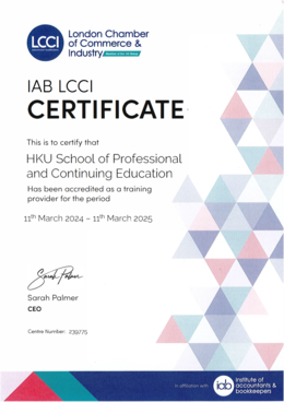 LCCI Centre Certificate